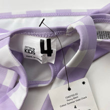 Load image into Gallery viewer, Girls Cotton On, purple check swim top, NEW, size 4,  