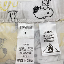 Load image into Gallery viewer, Unisex PEANUTS, SNOOPY stretchy pyjama shorts, elasticated, EUC, size 1,  
