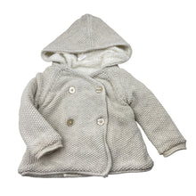 Load image into Gallery viewer, Girls Seed, fleece lined knitted cotton hooded cardigan, GUC, size 1,  
