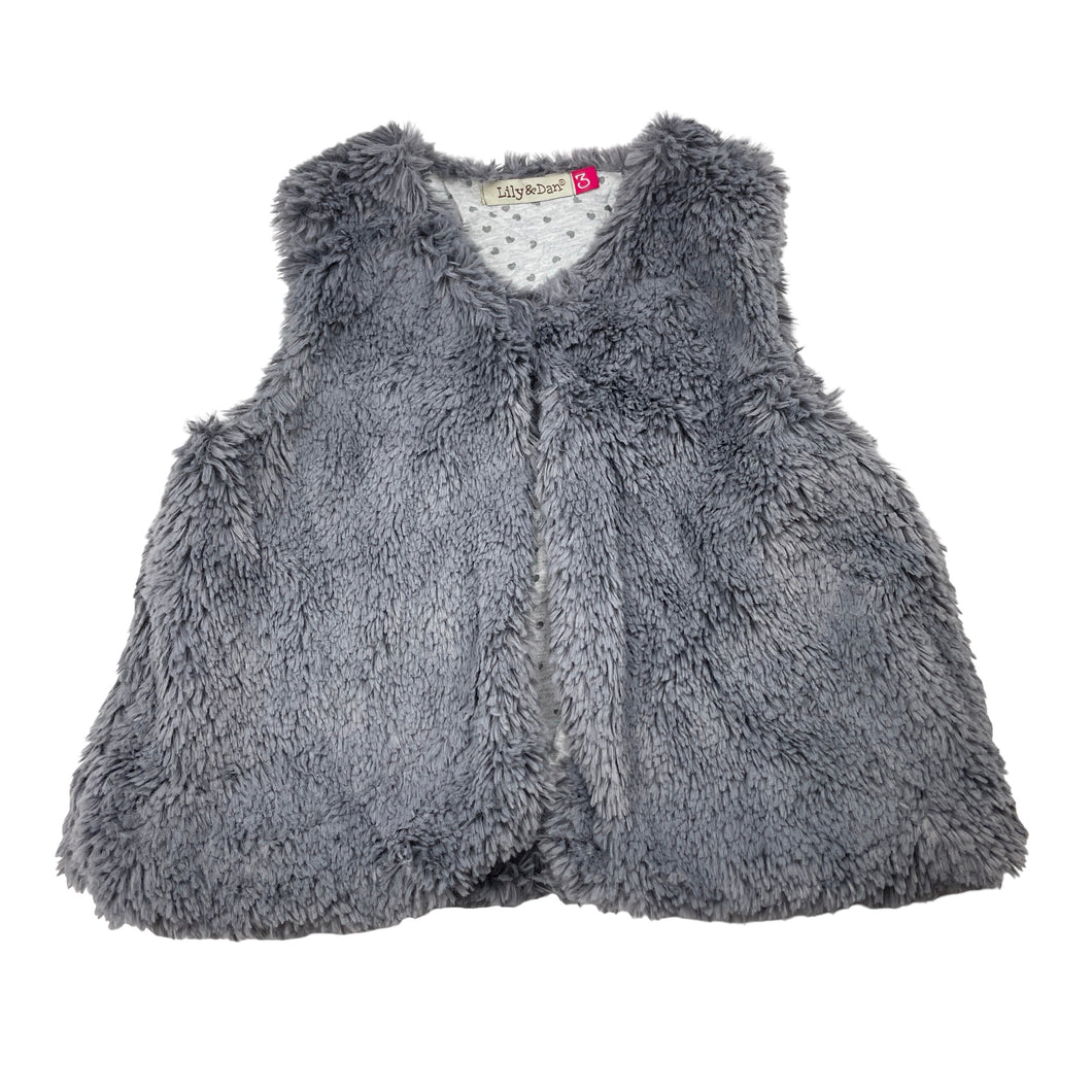 Girls Lily & Dan, cotton lined faux fur vest, EUC, size 3,  