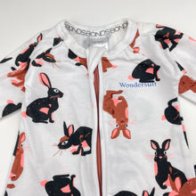 Load image into Gallery viewer, Unisex Bonds, zip wondersuit / zippy / romper, rabbits, GUC, size 0000,  