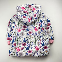 Load image into Gallery viewer, Girls Lily &amp; Dan, reversible floral / pink hooded jacket / coat, EUC, size 0,  