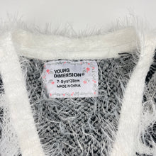 Load image into Gallery viewer, Girls YOUNG DIMENSION, soft feel fluffy open-style cardigan / sweater, EUC, size 7-8,  