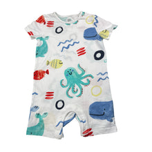 Load image into Gallery viewer, Boys F&amp;F, cotton romper, whales, FUC, size 0,  