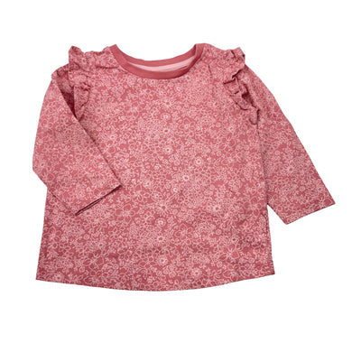 Girls Dymples, floral organic cotton long sleeve top, EUC, size 0,  