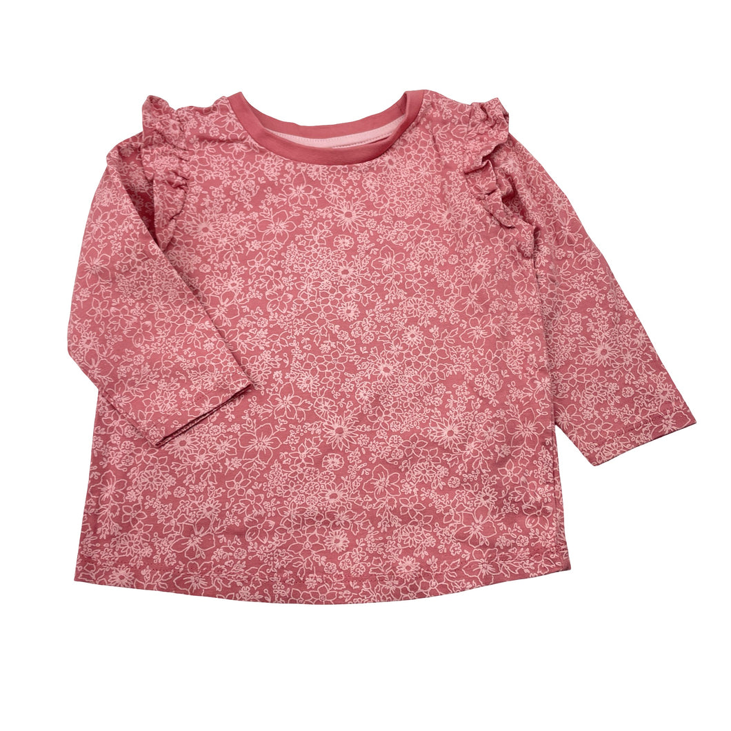 Girls Dymples, floral organic cotton long sleeve top, EUC, size 0,  