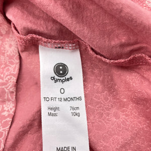 Girls Dymples, floral organic cotton long sleeve top, EUC, size 0,  