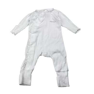 Unisex Bonds, white stretchy cozysuit coverall / romper, EUC, size 0000,  