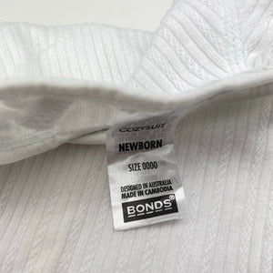 Unisex Bonds, white stretchy cozysuit coverall / romper, EUC, size 0000,  
