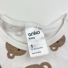 Load image into Gallery viewer, Unisex Anko, cotton romper, bears, GUC, size 1,  