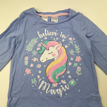 Load image into Gallery viewer, Girls Brilliant Basics, stretchy long sleeve pyjama top, unicorn, GUC, size 3,  