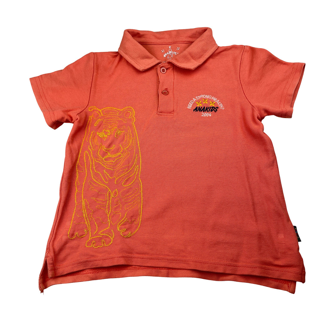 Boys ANAKIDS, embroidered polo shirt top, tiger, marks on back, FUC, size 7,  