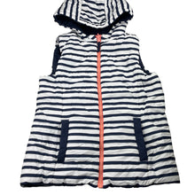 Load image into Gallery viewer, Girls Target, reversible navy / striped hooded puffer vest, EUC, size 9,  