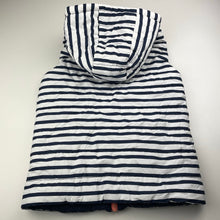 Load image into Gallery viewer, Girls Target, reversible navy / striped hooded puffer vest, EUC, size 9,  