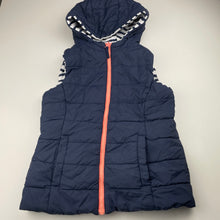 Load image into Gallery viewer, Girls Target, reversible navy / striped hooded puffer vest, EUC, size 9,  