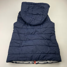 Load image into Gallery viewer, Girls Target, reversible navy / striped hooded puffer vest, EUC, size 9,  