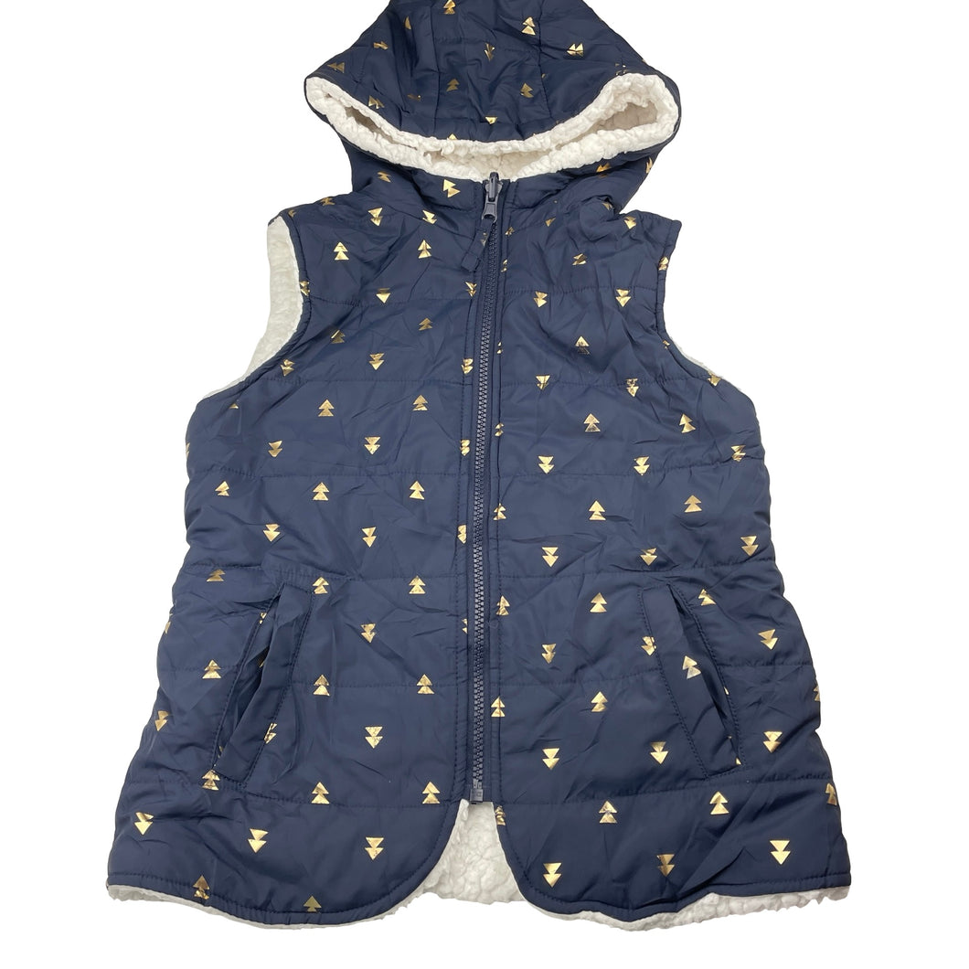 Girls Target, reversible navy/fleece hooded vest, light mark on fleece, FUC, size 8,  
