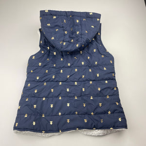 Girls Target, reversible navy/fleece hooded vest, light mark on fleece, FUC, size 8,  