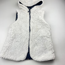 Load image into Gallery viewer, Girls Target, reversible navy/fleece hooded vest, light mark on fleece, FUC, size 8,  