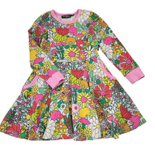 Load image into Gallery viewer, Girls Rock Your Kid, colourful floral long sleeve dress, marks back right cuff, FUC, size 4, L: 50cm