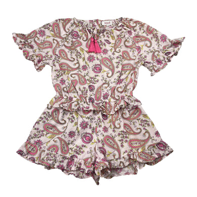 Girls Seed, paisley print lightweight cotton summer playsuit, GUC, size 4,  