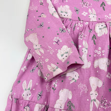 Load image into Gallery viewer, Girls Mango, cotton long sleeve dress, rabbits, FUC, size 3, L: 49cm