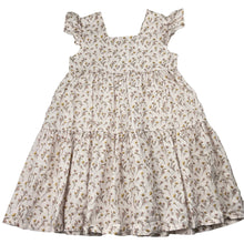 Load image into Gallery viewer, Girls handmade, floral linen blend dress, armpit to armpit: 30.5cm, light marks near buttons, FUC, size 5-6, L: 58cm