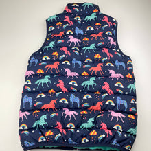 Load image into Gallery viewer, Girls MOUNTAIN WAREHOUSE, thick puffer vest / sleeveless jacket, unicorns, GUC, size 11-12,  