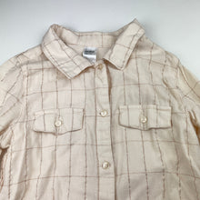 Load image into Gallery viewer, Girls Anko, cream &amp; rose gold check long sleeve shirt, EUC, size 8,  