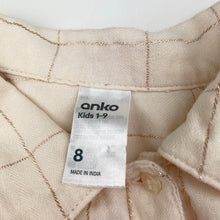 Load image into Gallery viewer, Girls Anko, cream &amp; rose gold check long sleeve shirt, EUC, size 8,  