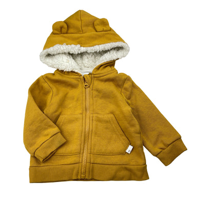 Unisex Pumpkin Patch, mustard fleece lined zip hoodie sweater, EUC, size 000,  