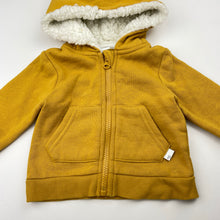 Load image into Gallery viewer, Unisex Pumpkin Patch, mustard fleece lined zip hoodie sweater, EUC, size 000,  