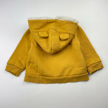 Load image into Gallery viewer, Unisex Pumpkin Patch, mustard fleece lined zip hoodie sweater, EUC, size 000,  