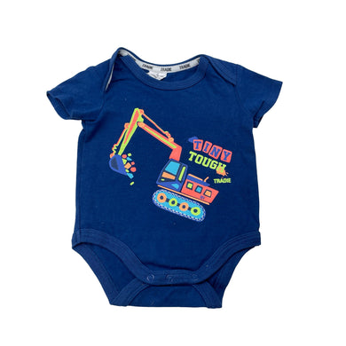 Boys TRADIE baby, TINY TOUGH stretchy bodysuit / romper, digger, GUC, size 000,  