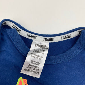 Boys TRADIE baby, TINY TOUGH stretchy bodysuit / romper, digger, GUC, size 000,  