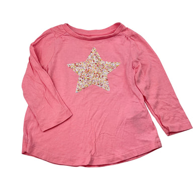 Girls Cotton On, cotton long sleeve tee / top, sequin star, EUC, size 2,  