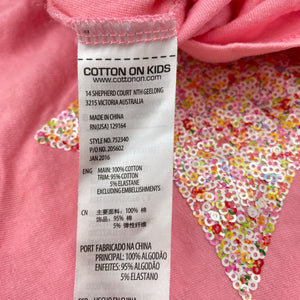Girls Cotton On, cotton long sleeve tee / top, sequin star, EUC, size 2,  