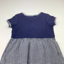 Load image into Gallery viewer, Girls Hanna Anderson, navy &amp; white checked short sleeve dress, FUC, size 0-1, L: 46cm