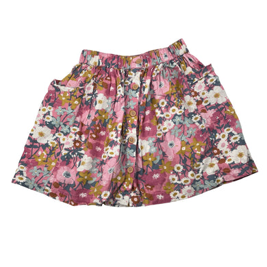Girls Cotton On, floral linen blend skirt, elasticated, L: 32cm, GUC, size 2,  