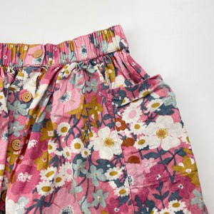 Girls Cotton On, floral linen blend skirt, elasticated, L: 32cm, GUC, size 2,  