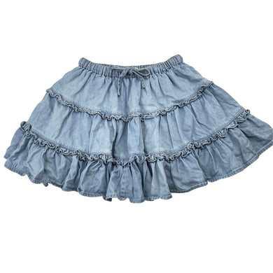 Girls Country Road, lined chambray cotton skirt, elasticated, GUC, size 4,  