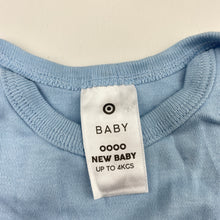 Load image into Gallery viewer, Boys Target, blue cotton romper, dinosaur, EUC, size 0000,  