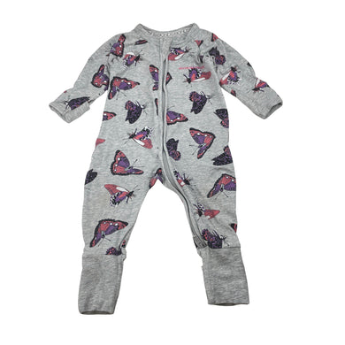 Girls Bonds, zip wondersuit / zippy / romper, butterflies, GUC, size 000,  