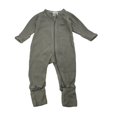 Unisex Bonds, RE-LOVED khaki waffle cotton zip romper, FUC, size 000,  