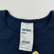 Load image into Gallery viewer, Boys Anko, navy cotton bodysuit / romper, dinosaur, EUC, size 0000,  
