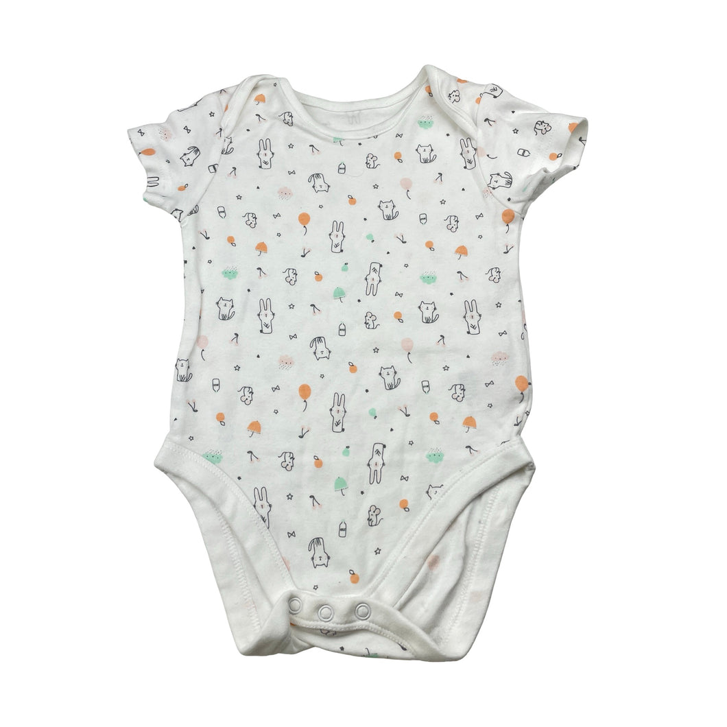 Girls Mothercare, cotton bodysuit / romper, EUC, size 0,  