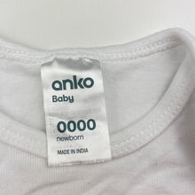 Load image into Gallery viewer, Boys Anko, white cotton bodysuit / romper, EUC, size 0000,  