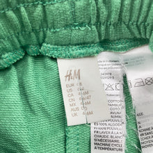 Load image into Gallery viewer, Unisex H&amp;M, green cotton shorts, elasticated, EUC, size 00,  