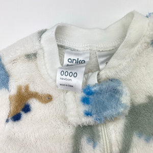 Unisex Anko, soft fleece zip coverall / romper, dinosaurs, EUC, size 0000,  