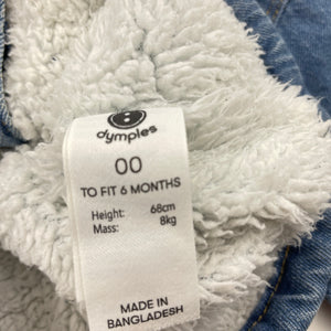 Boys Dymples, fleece lined denim shirt / lightweight jacket, GUC, size 00,  